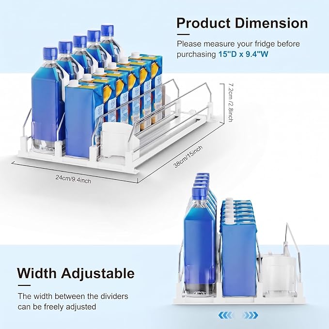 Dayacoco Drink Organizer,Soda Drink Dispenser For Fridge,Fridge Can Drink Organizer,12oz 16oz 20oz-Soda Automatic Dispenser For Fridge And Adjustable Width-Holds Up To 15 Cans,3 Rows - Image 6