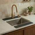 Customizable Kitchen Sink Faucet Mat: 24" Lx4 W Absorbent Splash Guard | 2PCS Non-slip Fabric Rubber Mat, Cut to Fit Oval Rectangle Square Faucet & 2,3,4 Holes Irregular Sink with Soap Dispenser by EazziSwitch