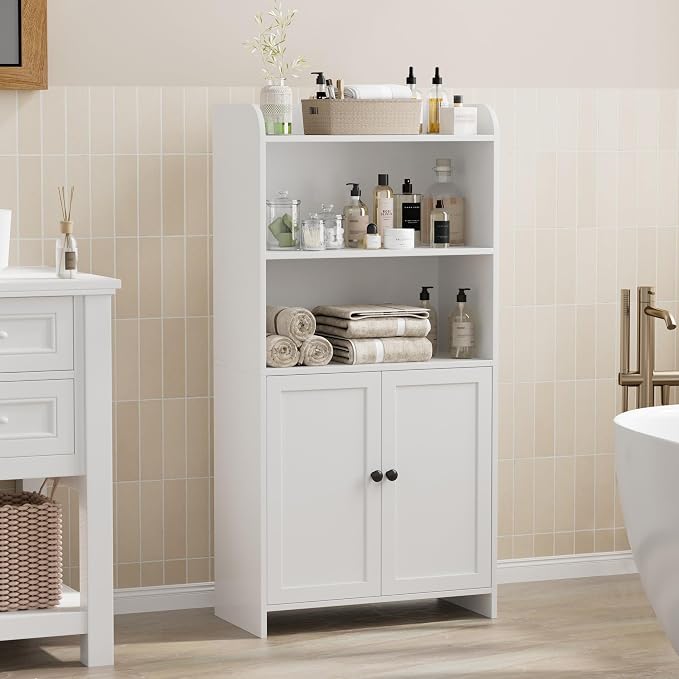 Homhedy Small Bathroom Storage Cabinet, Toilet Paper Storage Cabinet | Bathroom Floor Cabinet with Doors and Shelves, Bathroom Organizers for Small Spaces, 9.8" D x 19.7" W x 39.9" H, White - Image 12