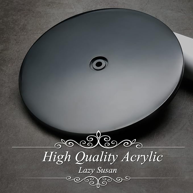 Jersvims 8 Inch Acrylic Turntable Platter, Black Turntable Organizer Round Rotating Plate for Kitchen Pantry Cabinet Desk Rack Spice Cake Cookie Decorating | Round Rotating Plate, For Kitchen Pantry Cabinet Desk, Turntable Organizer, Spice Cake Cookie ... - Image 4