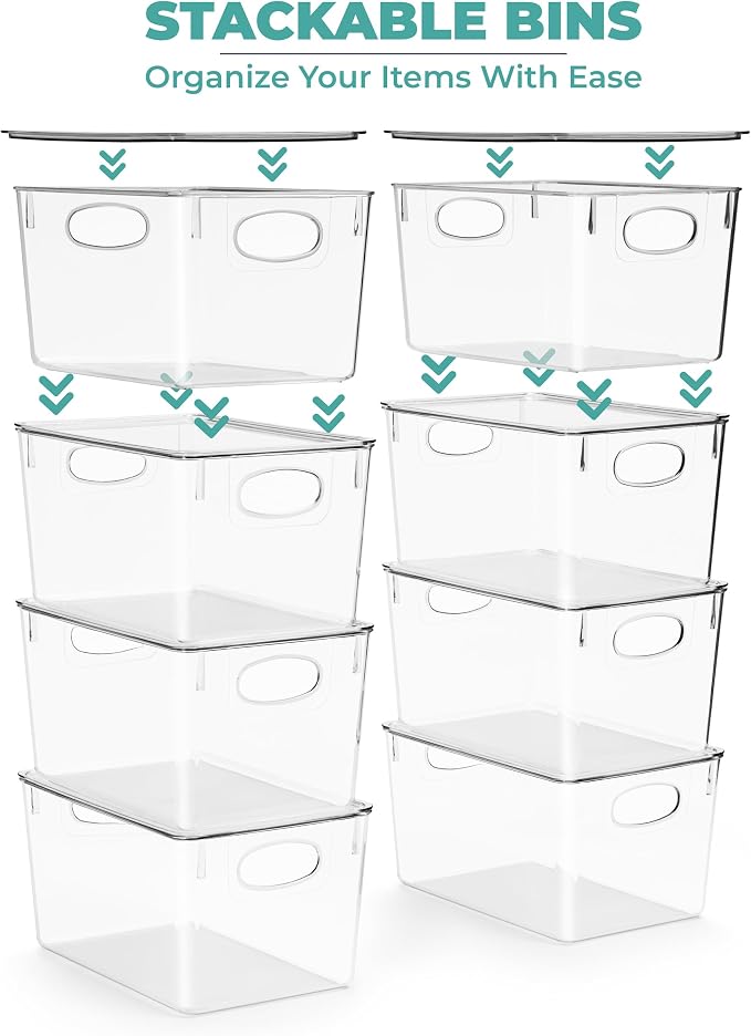 Sorbus Large Clear Plastic Bins with Lids – Stackable Organizer for Toys, Clothes, Medicine, Makeup, Art Supplies, Closet, Bathroom, and Shoes (4 Pack) - Image 4