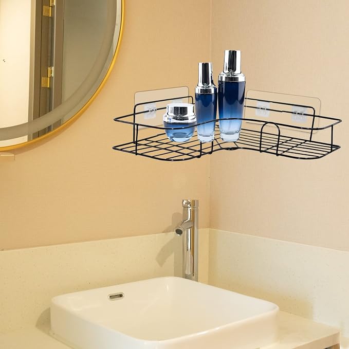 2 Pack Shower Caddy Adhesive for Replacement, Strong Transparent Adhesive for Shower Caddy Sticky Pads, No Drilling for Corner Shelf Basket, Bathroom Storage Shelves, Kitchen Racks and Soap Holder - Image 5
