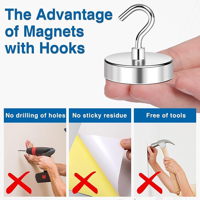 LOVIMAG Magnetic Hooks, Cruise Essentials 2026, 25 Pack-170LBS | Heavy Duty Strong Magnet Hook for Cruise Cabin, Refrigerator Fridge, Ship, Classroom, Kitchen Grills, Silver - Image 5