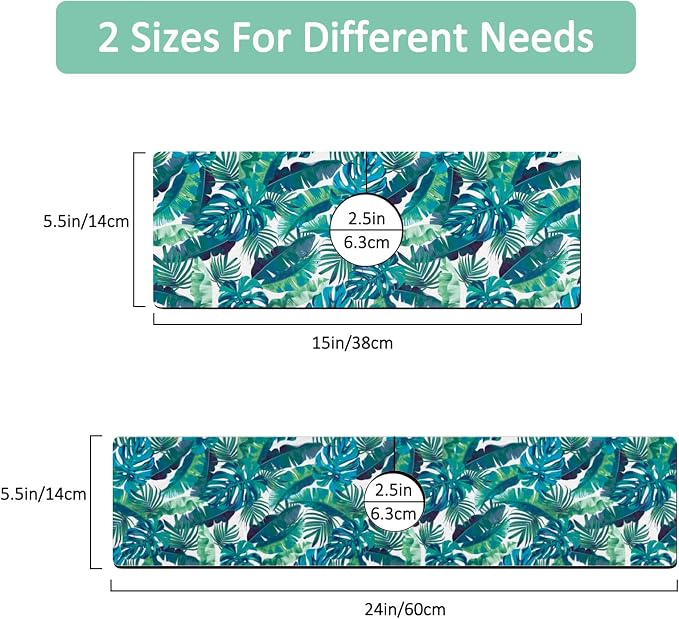 Kitchen Sink Splash Guard Faucet Mat 15" X 5.5" Tropical Leavesl Absorbent Fast Drying Mat Faucet Draining Mat Sink Splash Guard Behind Faucet Drip Catcher for Kitchen Bathroom - Image 2