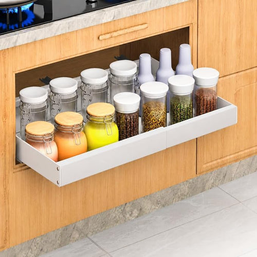 1 Pack Pull Out Cabinet Organizer Expandable,16.53" Deep | Pull Out Drawers for Cabinets with Adjustable width from 12.6" to 21" Sliding Drawers for Cabinets with Heightening Pad No Drill for Kitchen by Unknown