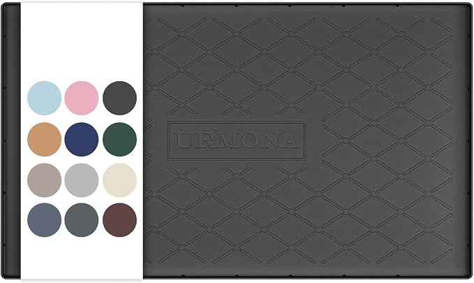 URMONA 37" x 22" Waterproof Silicone Mat in Multiple Sizes & Colors, Under Sink Mat for Kitchen & Bathroom, Pet Food Pad for Dogs & Cats, Kitchen Cabinet Liner, Multi-Purpose for Storage(Black) by URMONA