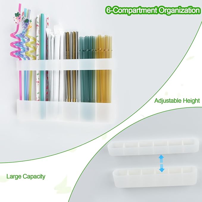 Straw Holder for Cabinet Door, Silicone Straw Organizer for Cabinet Door, Kitchen Cabinet Organizer Reusable Straws Dispenser for Home Kitchen Accessories (Transparent) - Image 4