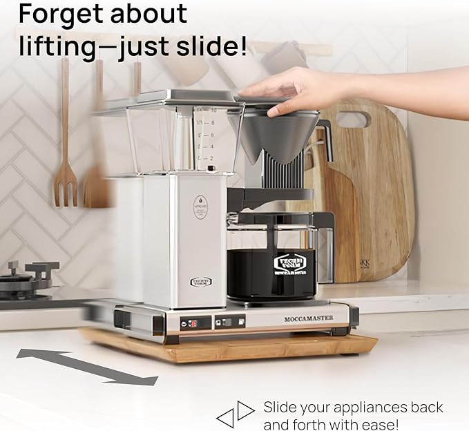 Ibyx Appliance Slider, Sliding Tray for Coffee Maker, 13x10.5 in, Natural | For Coffee Maker & Heavy Kitchen Appliances, Easy Slide, Made of Premium Bamboo, Space-Saving Kitchen Organizer 40lb Capacity - Image 3