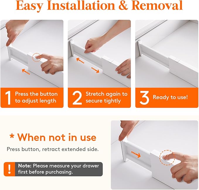 Lifewit 4" High Upgrade Drawer Divider, Adjustable Drawer Organizer Clothes | 16 Pack 11-17" Expandable White Plastic Drawer Separator for Dresser, Kitchen, Closet, Nursery, Office Organization & Storage - Image 4