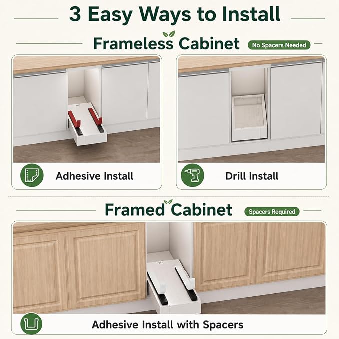 Fokyfok Pull Out Cabinet Organizer,Expandable,No Drill,Heavy Duty,Kitchen | 7"-11"W x 17"-24"D,Narrow,Pull out Drawers,Cabinet Drawers Slide out,Roll out Shelves,Pantry,Bathroom,Adhesive,Adjustable,1PC - Image 4