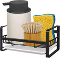 VANTEN Kitchen Sink Caddy Sponge Holder Organizer, Sink Tray Drainer Rack, Soap Dish Dispenser Brush Holder Storage Accessories - Countertop or Adhesive Wall Mount, Matte Black Stainless Steel by Vanten