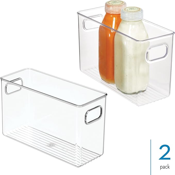 iDesign Slim Clear Plastic Storage Bin, Tall Narrow, 2-Pack | Organizer for Kitchen, Fridge, Pantry - Image 2