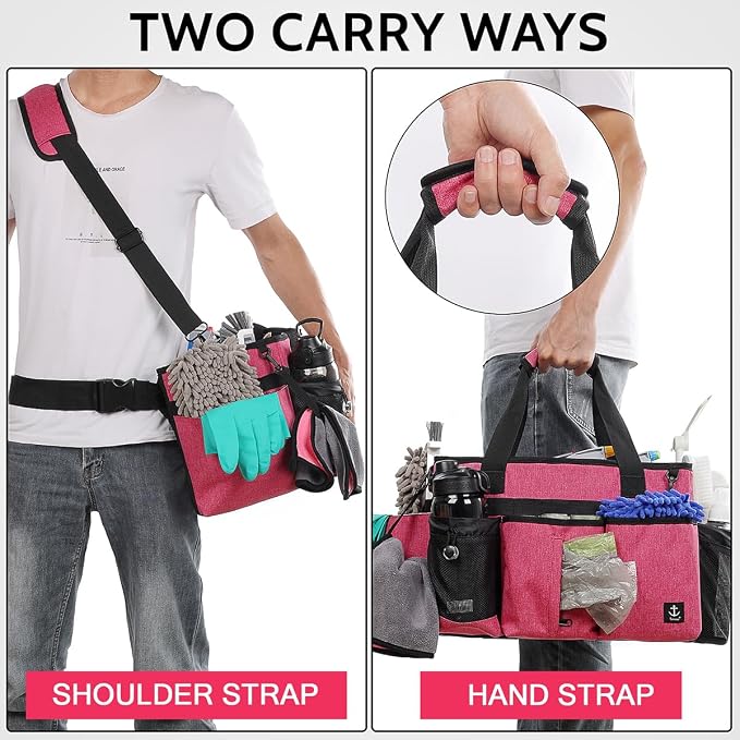 Large Cleaning Caddy Bag Built-in hard plastic sheet Aluminum foil lining | Waterproof nylon, aluminum foil lining, detachable dividers, dual straps for housekeepers - Image 5
