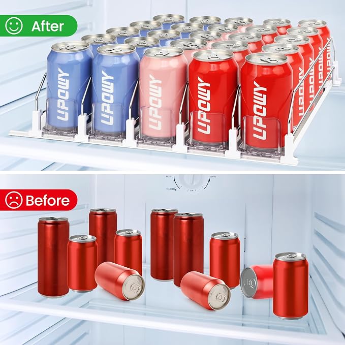 Drink Organizer for Fridge,Soda Can Organizer,Drink Dispenser for Fridge,Refrigerator Organizers and Storage Water Bottle Organizer,Holds up to 25 Cans,5 Row - Image 2