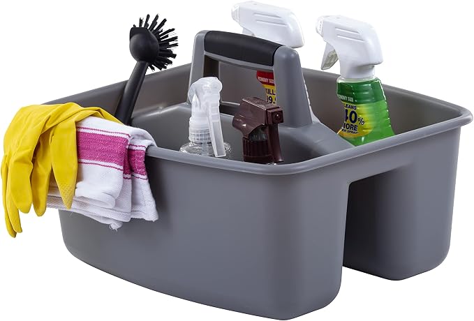 Mighty Tuff Rough and Rugged All-Purpose Cleaning Caddy, Grey/Black 2 Count (CD0170) | Durable organizer for carrying cleaning supplies, tools, and household essentials with a rugged, easy-grip design. - Image 7