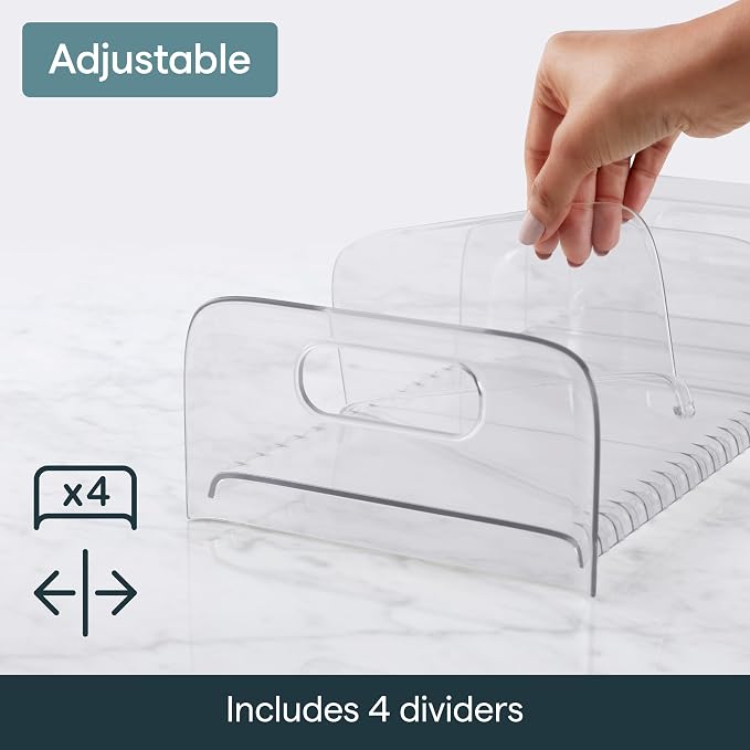 YouCopia FreezeUp Freezer Rack 12" BPA-Free Fridge Organizer with Adjustable Dividers and Handles for Frozen Food Box and Meal Storage, Clear - Image 3