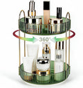 360 Rotating Makeup Organizer, 2 Tier Lazy Susan Bathroom Counter Organizer, Skincare Organizers, Spinning Perfume Organizer & Vanity Organizer Countertop (Gem Green, 2 Tier) by Niluks