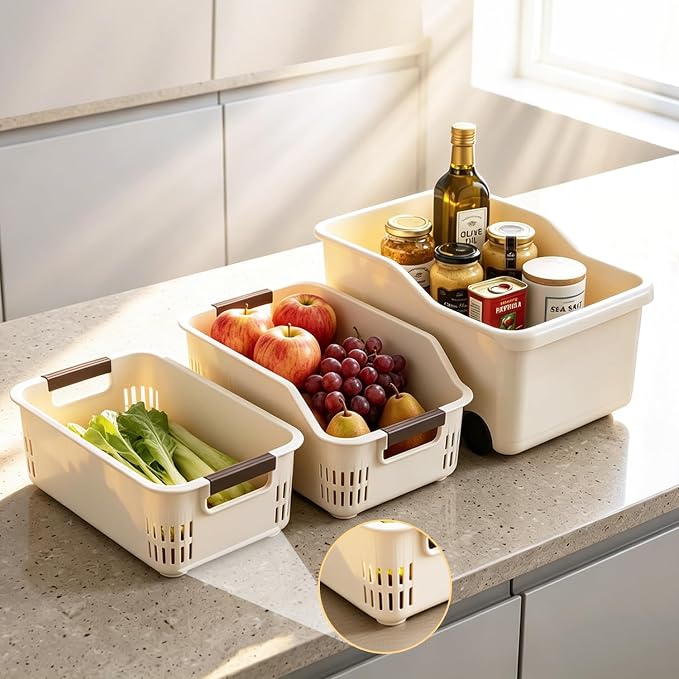 3 Pack PP Organizer with Wheeled Storage box for Kitchen Cabinet Bin | 3 pack organizer kitchen, laundry, garage at once; organizer with rolling wheels glide out from high cabinets easily - Image 9