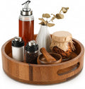 Wooden Lazy Susan – 10 in Acacia Wood Turntable Organizer for Cabinet，Multi-Purpose Home Decor Rotating Tray for Bathroom Accessories, Bedroom Makeup Organizer & Countertop Storage by MinBoo