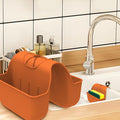 Sponge Holder for Kitchen Sink, Silicone Sink Saddle Caddy Organizer Rack, Sponges Holder Over Faucet, Hanging Kitchen Organizer Accessories Rack Basket - Orange by OKeanu