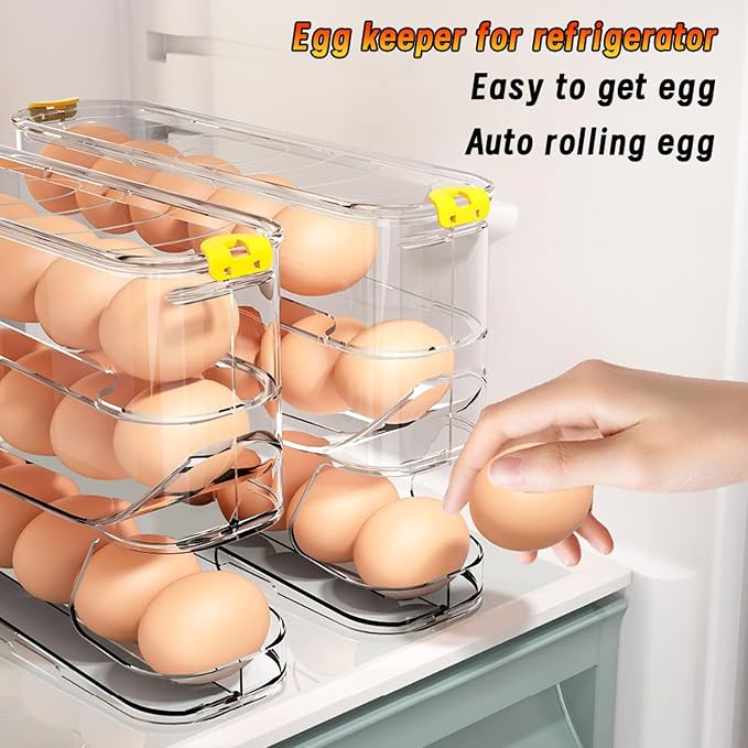 Egg Container for Refrigerator Clear Stackable Egg Holder for Kitchen Storage and Organization (Transparent, 3 Tier) - Image 4