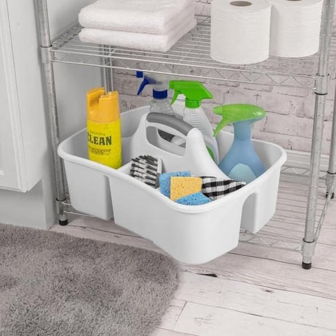 JOEY'Z Extra Large 5 Gallon Divided Cleaning Caddy Organizer with Handle | Cleaning Supplies for Housekeeping, Shower Caddy Portable, Shower Caddy Dorm - Cleaning Supplies Organizer 17.7 x 13.2 x 7.7 - Image 3