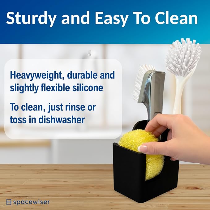 Silicone Sink Caddy – Sponge Dish Brush Holder for Kitchen Sink | Kitchen Sink Organizer, Sink Brush Holder, Sink Sponge Holder for Scrub Daddy, Scrub Mommy, Sponge & Kitchen Brush Holder - Image 8