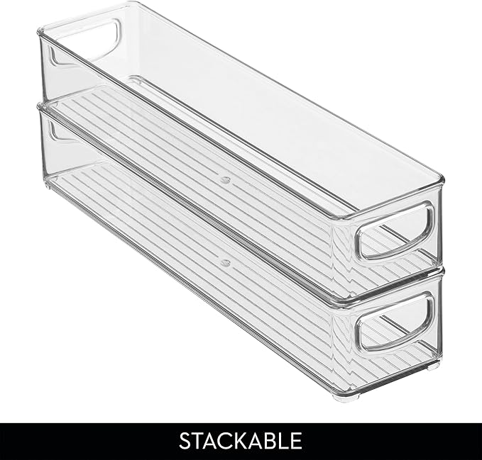iDesign Slim Clear Plastic Storage Bin, Extra Long Narrow Stackable Organizer for Kitchen and Pantry, 2-Pack - Image 5