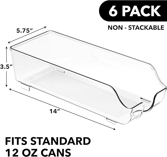 Simple Houseware Soda Can Organizer Dispenser Refrigerator/Pantry, Set of 6 | Clear - Image 2