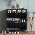 Shoe Cabinet Storage,Modern Freestanding Organizer with 2 Flip Drawers,Narrow Shoe Rack Cabinet for Entryway,Black by QIVOMIX