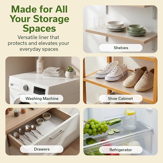 EVALAND Shelf Liner Cabinet Liner Non-Adhesive Drawer Liner 13.8 in x 20 FT | Non-Slip, Washable, Waterproof, Fridge Liners, Contact Paper, Shelf Liners for Cabinets, Kitchen, Refrigerator, Clear - Image 4