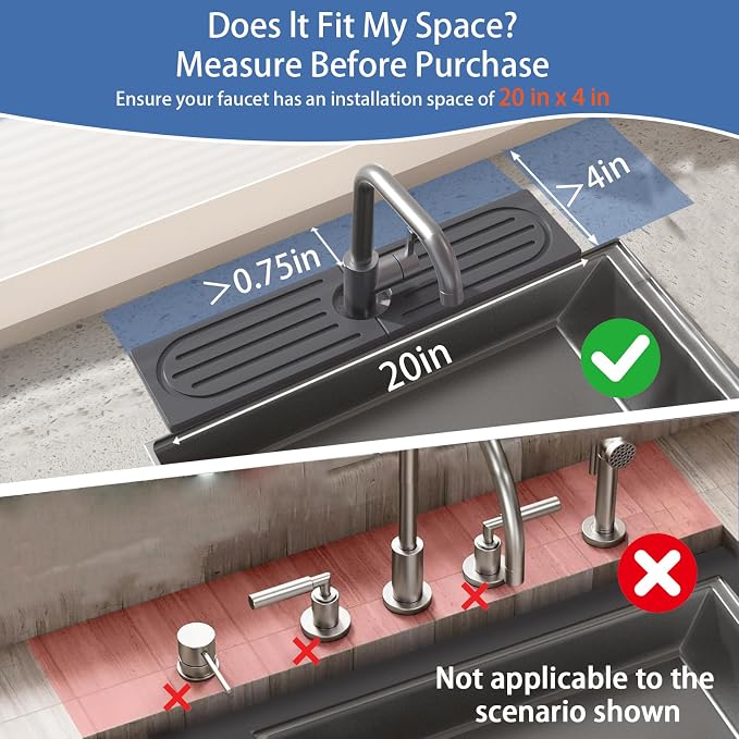 Kitchen Faucet Mat, Diatomite Sink Faucet Mat Splash Guard for Kitchen, Water Absorbing Stone Tray for Sink, Quick Drying Faucet Mat for Kitchen Sink, Absorbent Stone Drying Tray for Bathroom Counter - Image 2