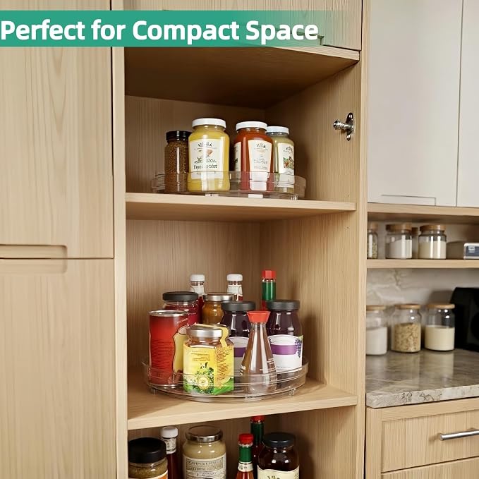 Optish 3 Pack 9.5" Lazy Susan Organizer for Cabinet, Non-Skid Turntable | Fridge Organizer and Storage, Rotating Spice Organizer, for Pantry, Kitchen, Table Top, Countertop, Easy Access, Load 15 lbs - Image 7