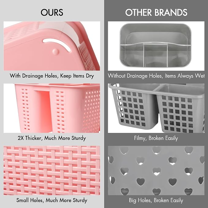 Tiawudi Portable Shower Caddy, Caddy Organizer with Handle, Plastic Shower Basket Hold Soap, Shampoo, Hair Supplies and Beauty Products, Cleaning Supplies Organizer for Home, Dorm, Shelf and Cabinet - Image 5