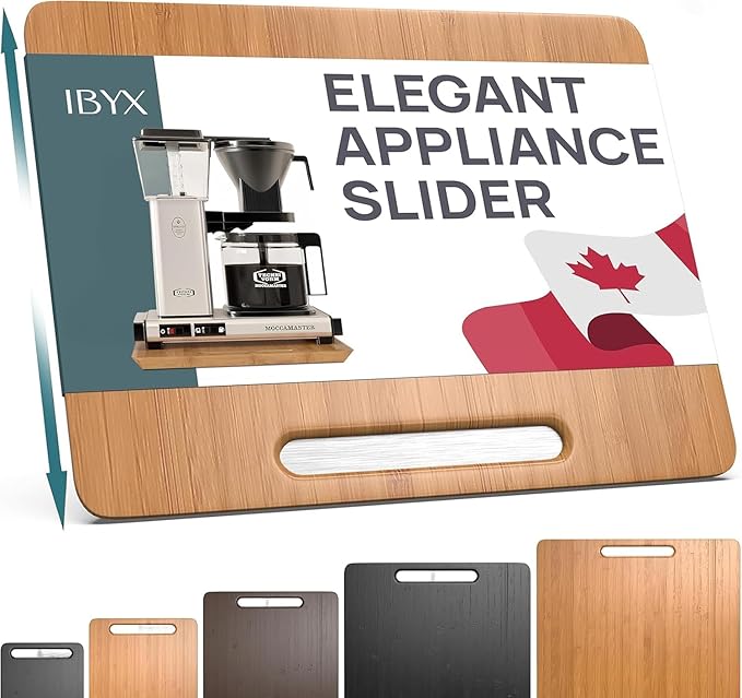 Ibyx Appliance Slider, Sliding Tray for Coffee Maker, 13x10.5 in, Natural | For Coffee Maker & Heavy Kitchen Appliances, Easy Slide, Made of Premium Bamboo, Space-Saving Kitchen Organizer 40lb Capacity by Ibyx