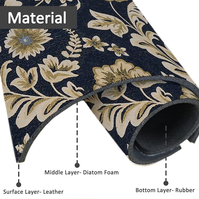 2PCS 24" X 5.5" Kitchen Sink Splash Guard Faucet Mat Floral Flower Super Absorbent Fast Drying Faucet Guard & Draining Mat Sink Splash Guard Behind Faucet for Kitchen, Bathroom - Image 4