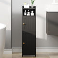 BEWISHOME Small Bathroom Storage Cabinet, 2 Doors Narrow Bathroom Cabinet | Storage Cabinet with Adjustable Shelves, Narrow Toilet Paper Cabinet 7.9"D x 7.9"W x 31.5"H, for Small Spaces, Black YYG03B by BEWISHOME