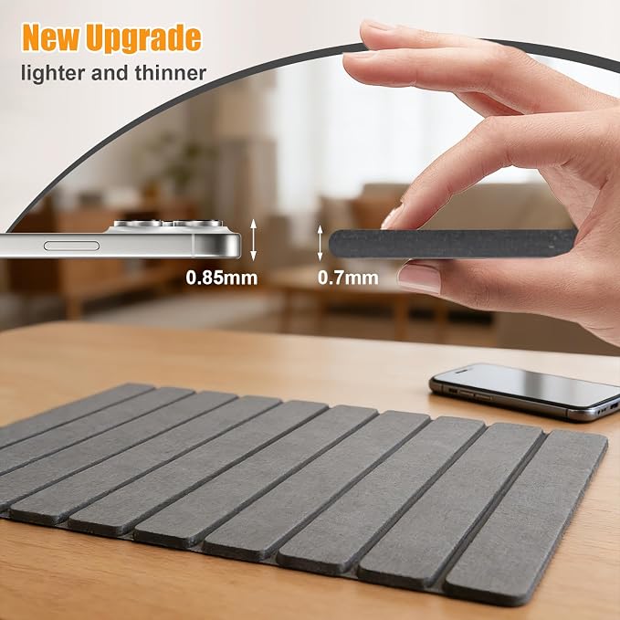 Beslands Large Stone Drying Mat for Kitchen Counter, 24"x16" Diatomaceous Earth Dish Drying Mat with EVA, Quick Dry & Non-Slip Foldable Roll up Stone Mat for Dishes, Bottles, Pots, Sink Dark Gray - Image 5