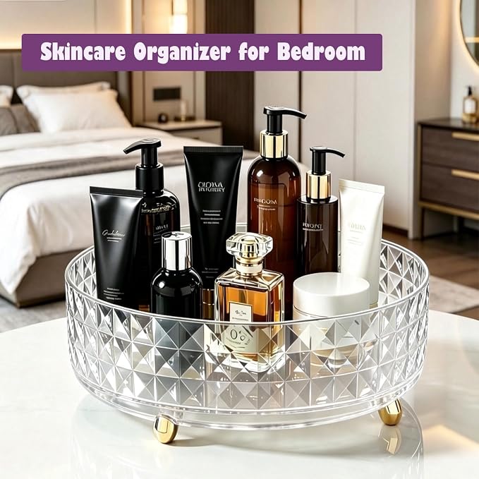 Non Skid Lazy Susan Turntable, Spice Rack Turntable, 9 Inch Spinning Organizer, 360 Degree Rotating Seasoning Organizer for Kitchen Pantry Cabinet Perfume Makeup Cosmetic Refrigerator, Clear - Image 5