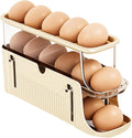 Adjustable Egg Holder for Fridge, Space Saving Egg Organizer Container, Automatic Rolling Egg Dispenser for Refrigerator, Clear Tray for Kitchen Countertop, Home, RV and Dorm Room by Unknown