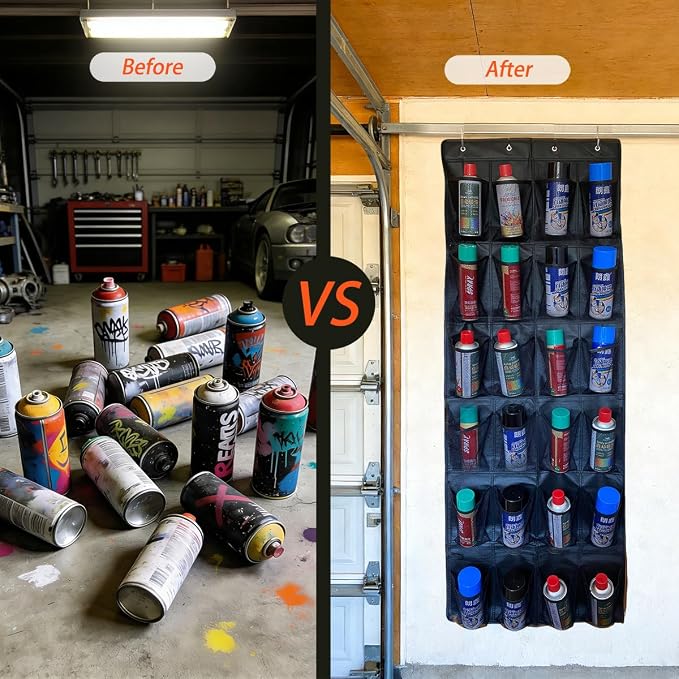 Spray Paint Can Holder Storage Rack,Wall Mounted Metal Paint Bottle Organizer,24 Can aerosol can holder,for Garage and Craft Workroom Bottle Organizer, Wall Mount Aerosol Holder - Image 4