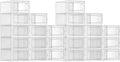SONGMICS Shoe Boxes, Pack of 24 Shoe Storage Organizers, Stackable Clear Plastic Boxes for Closet, Sneakers, 13.1 x 9.1 x 5.6 Inches, Transparent and White ULSP906W12 by Unknown