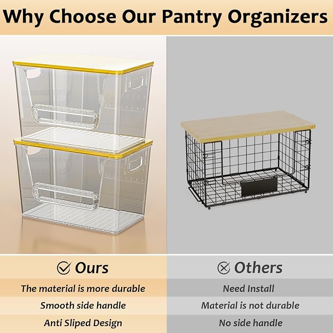 Delamu 2 Set Pantry Organizers and Storage,Trash Bag Dispenser with Bamboo Top,Stackable Trash Bag Dispenser Under Sink Organizer for 4-30 GalBags,Onion,Potato,Fruits,Gray(11.22" L*7" W*7.12" H) - Image 6