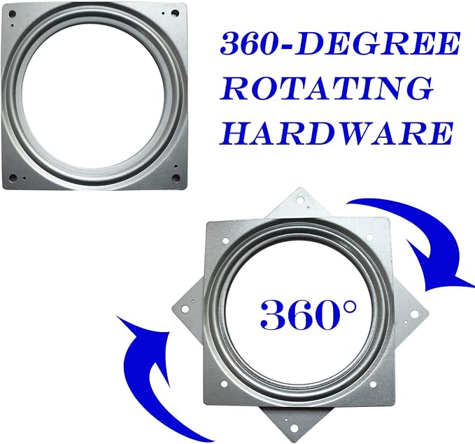 10Pack 6Inch Lazy Susan Hardware Square Rotating Bearing Plate Turntable | Lazy Susan Hardware Base for Serving Trays Kitchen Storage Racks Craft Table Zinc Plated Steel Swivel Plate 500lbs Capacity - Image 3