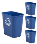 Rubbermaid Commercial Products Deskside Recycling Can, 7-Gallon/28-Quart, Blue Recycling Symbol, Plastic, for Bedroom/Bathroom/Office/Under Desk/Sink, Pack of 4 by RubbermaidCommercialProducts