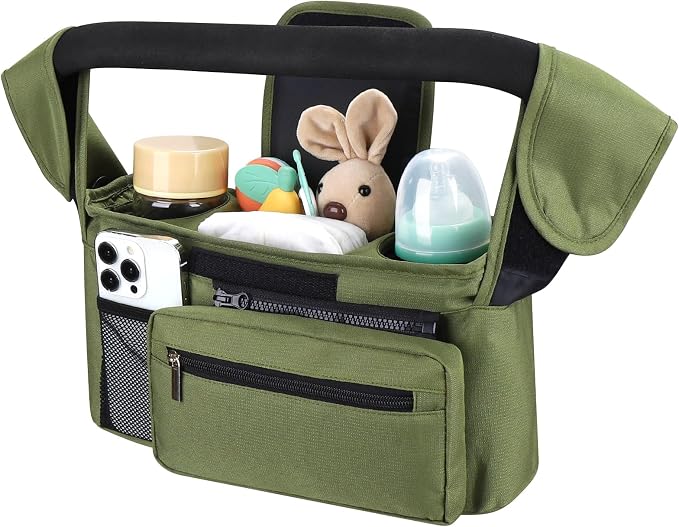 Accmor Universal Stroller Organizer with Insulated Cup Holder Detachable Phone Bag and Shoulder Strap,Stroller Bag Caddy Organizer for Uppababy, Baby Jogger, Britax Strollers by Accmor