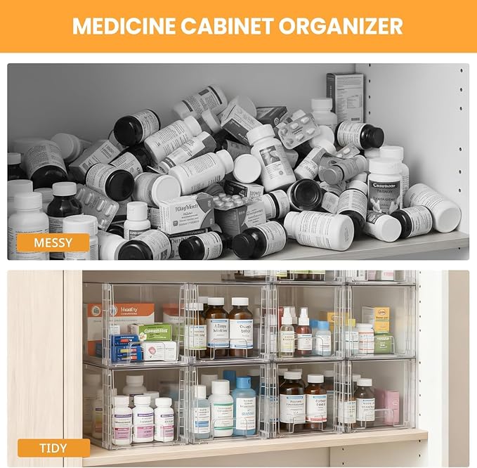 2 Pack Stackable Acrylic Storage Drawers – Clear Plastic Organizer Bins, Easy to Assemble, Suitable for Bathroom, Undersink, Kitchen, Pantry, Makeup, Medicine Organization - Image 9