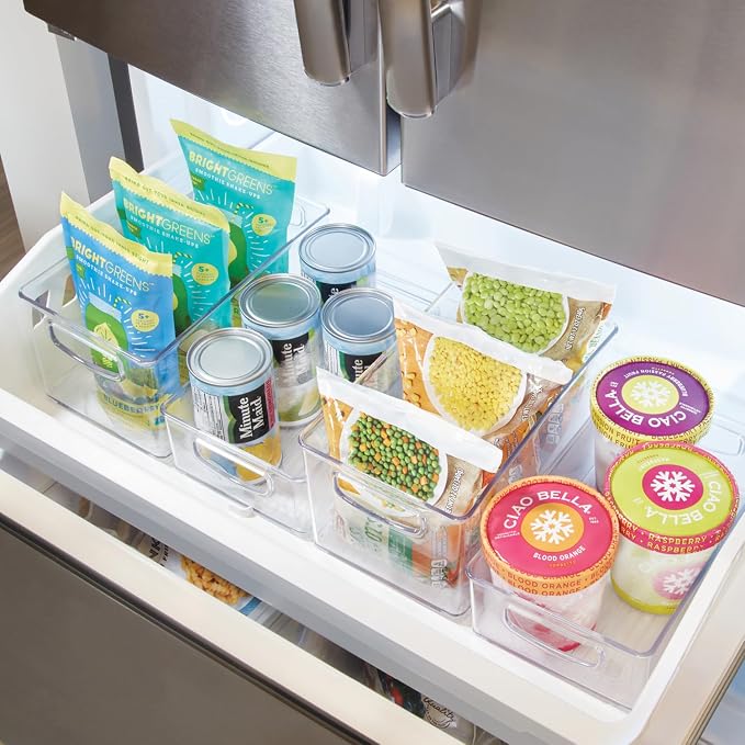 InterDesign iDesign Plastic Fridge and Freezer Organizer Bin with Integrated Handles – 10” x 5” x 6”, Clear (Pack of 4) - Image 6