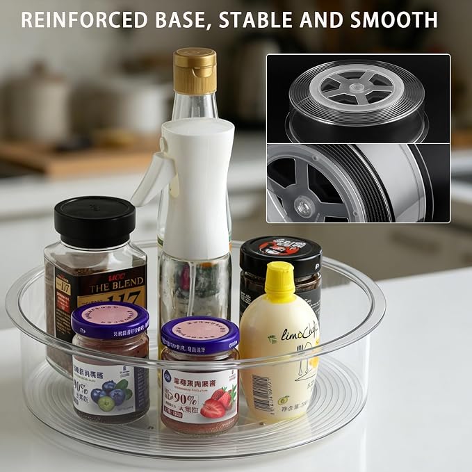 Lazy Susan Organizer 10in+12in 2Pcs Clear Rotating Tray 360° Turntable for Pantry Fridge Cabinet Kitchen Bathroom Storage，Spice Organization，Kitchen Condiment Organizer - Image 7
