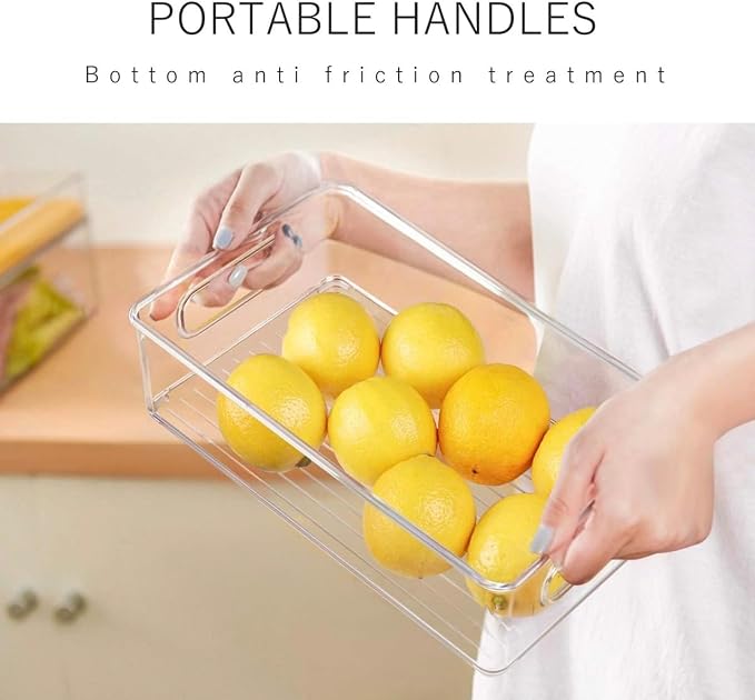 6 Pack Refrigerator Organizer Bins | 3 Sizes Stackable Clear Pantry Storage with Handles for Fridge, Freezer, Shelves, Drawer, Snack Organizer for Home & Kitchen - Image 8